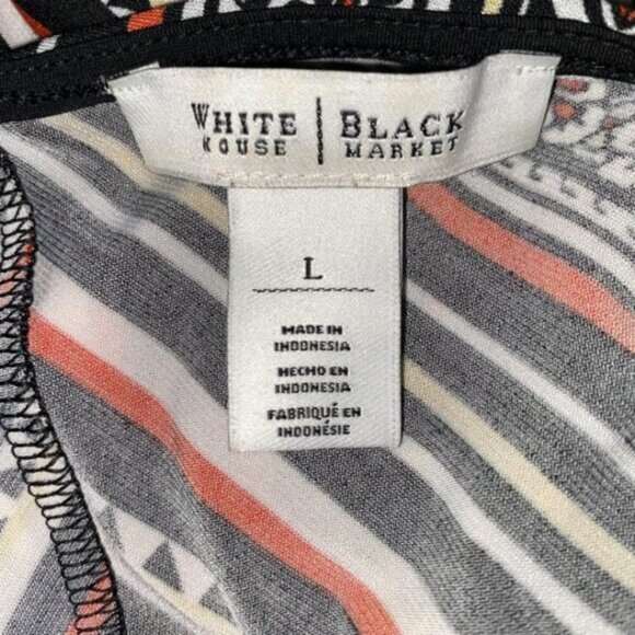 WHBM Black White Red Chevron Top Shell Blouse Size Large L Career Workwear Tank - Picture 7 of 11